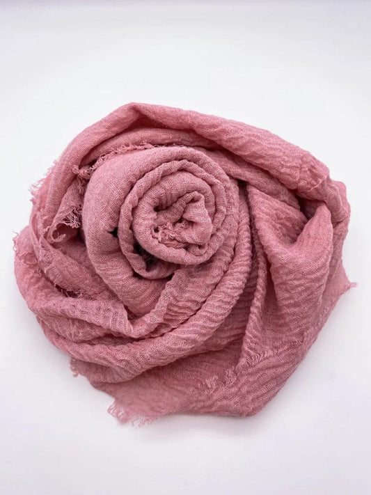 PINK CRINKLED COTTON HIJAB