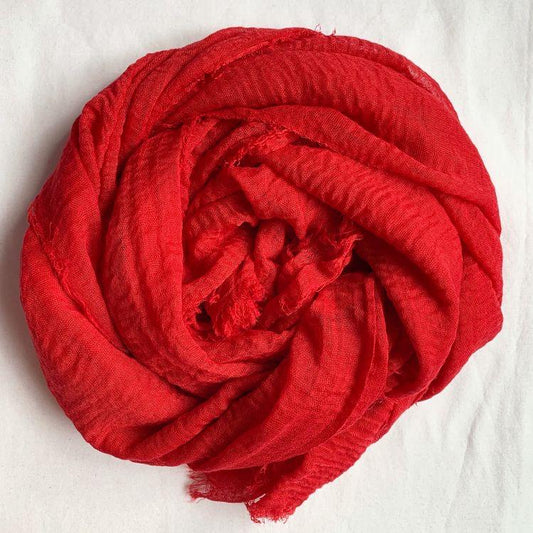 RED CRINKLED COTTON HIJAB