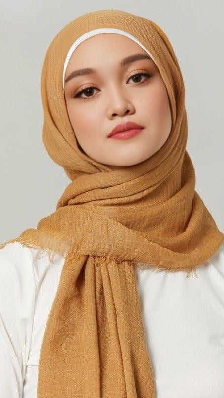 DEEP MUSTARD CRINKLED COTTON HIJAB