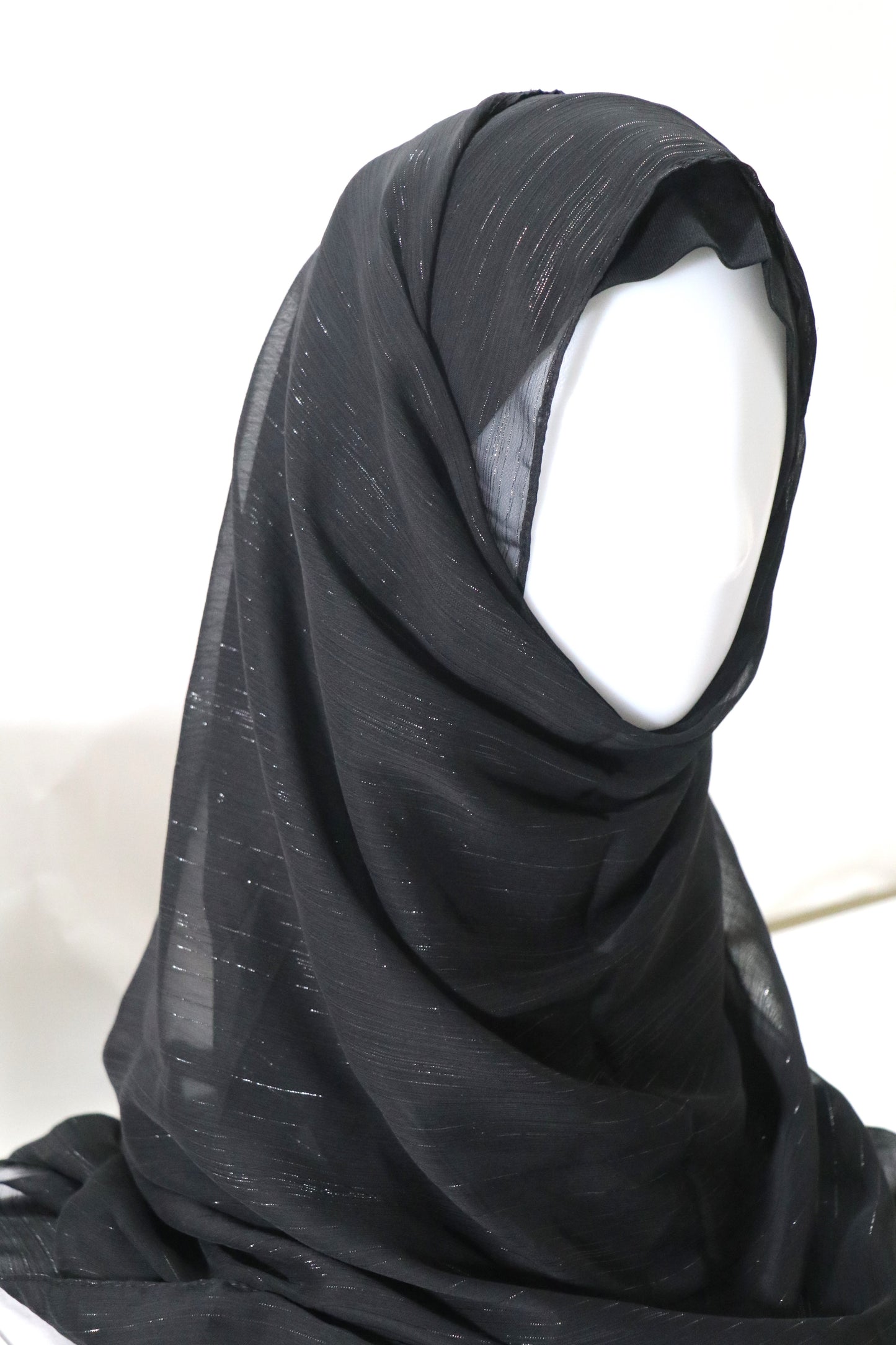 BLACK METALLIC CHIFFON HIJAB