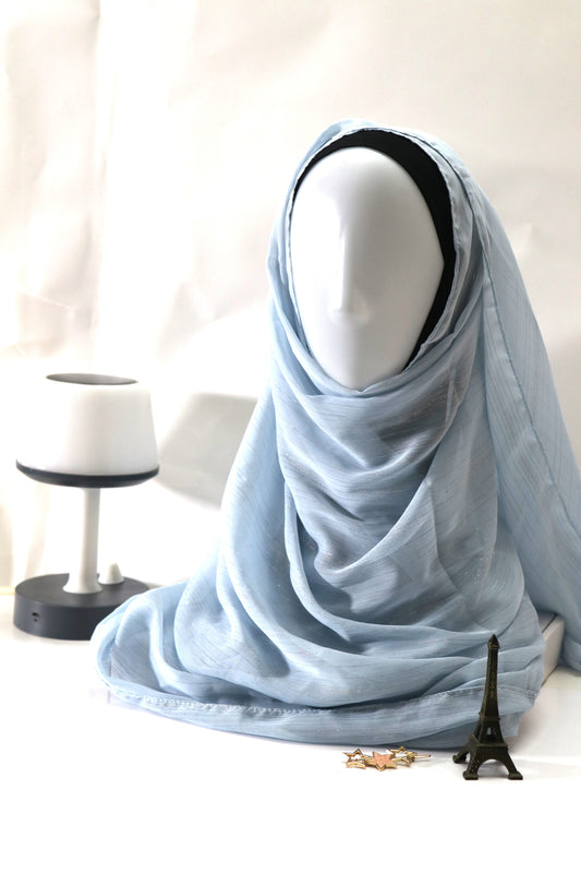 POWDER BLUE METALLIC CHIFFON HIJAB