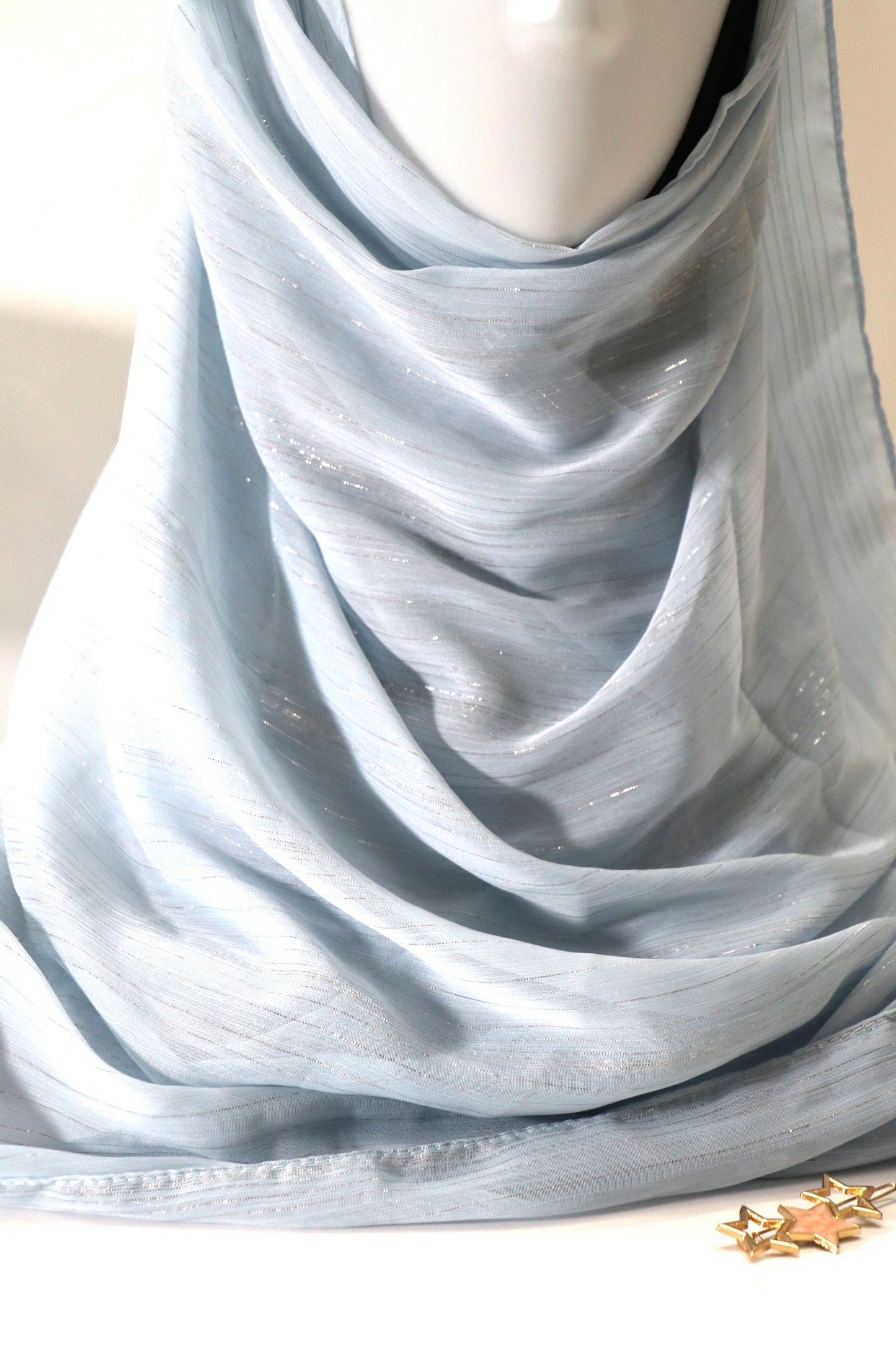 POWDER BLUE METALLIC CHIFFON HIJAB