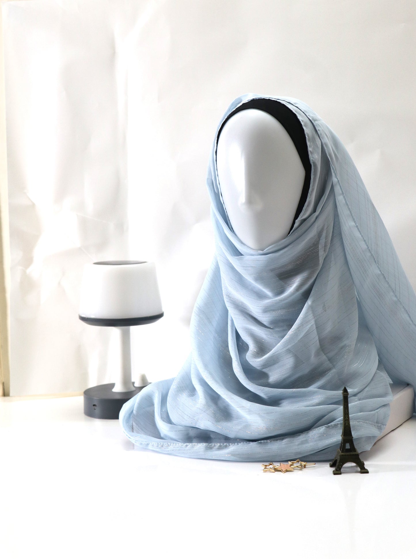 POWDER BLUE METALLIC CHIFFON HIJAB