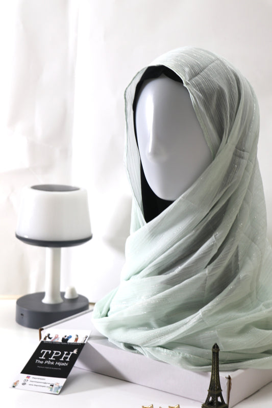 MINT METALLIC CHIFFON HIJAB