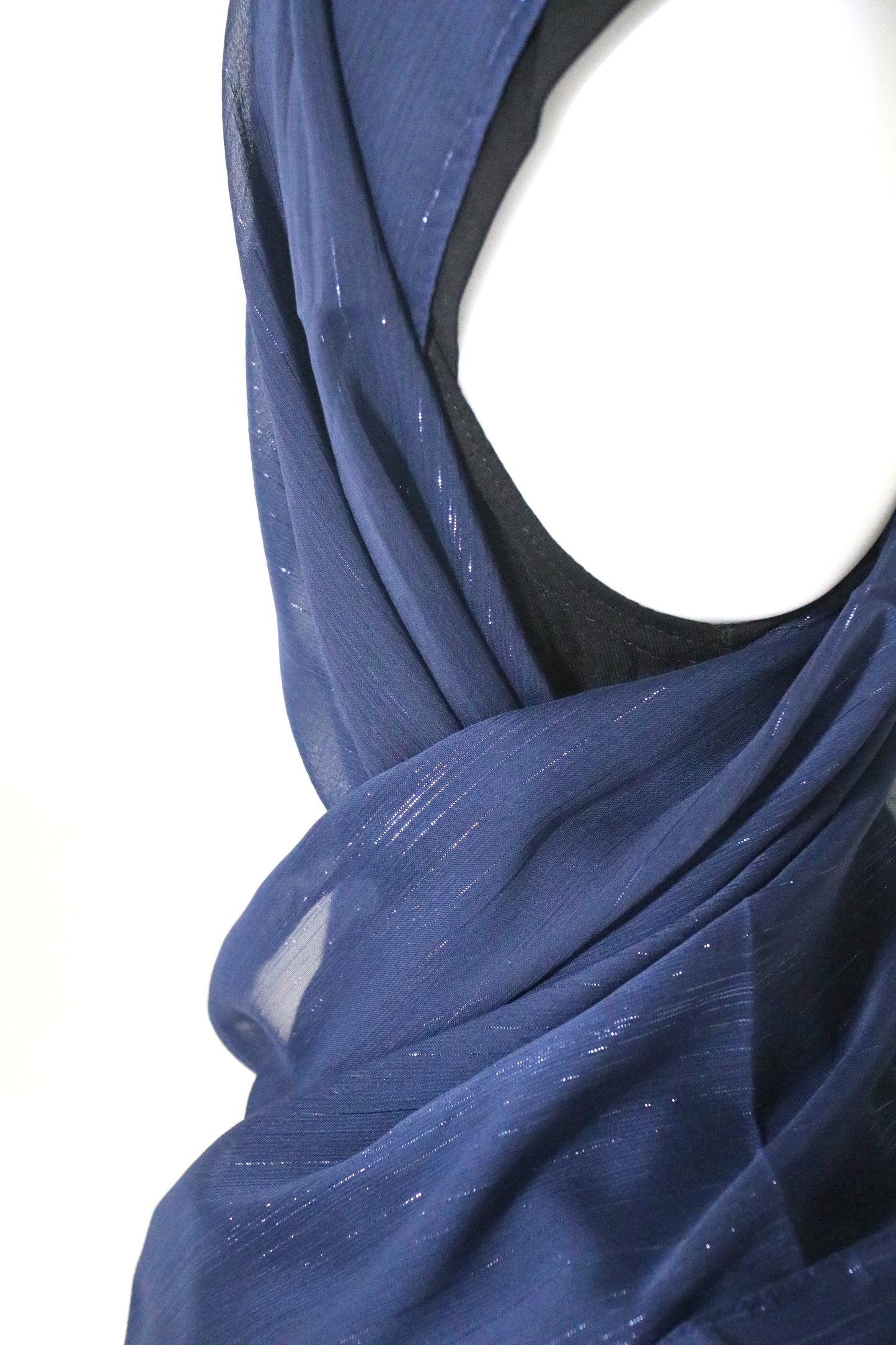 NAVY BLUE METALLIC CHIFFON HIJAB